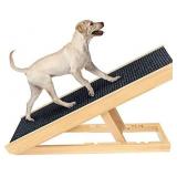 (black) Senneny Wooden Adjustable Pet Ramp - Folding Portable Dog & Cat Ramp Perfect