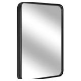 LEORISO 16 x 24 Black Bathroom Mirror for Wall, 1.3 Metal Frame Rectangle Mirror, Wall-Mounted Mirror Hangs Horizontal Or Vertical