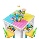 Upgrade Toddler Activity Table, Kids Table & Chair Set with 100PCS Building Blocks All-in-One Multi Activity Playset and Water Table Sand Table, Versatile Toys for Toddlers 3 4 5 6 Year Old