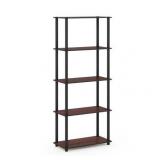 Furinno Turn-N-Tube 5-Tier Multipurpose Shelf Display Rack, Dark Cherry/Black