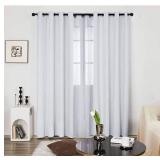 Deconovo White Blackout Curtain Panels for Bedroom and Living Room, 84 Inch Long Drapes - Thermal Insulated Window Curtains with Floral Pattern (52 x 84 Inch, Greyish White, 2 Panels)