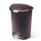 simplehuman 50 Liter / 13 Gallon Semi-Round Plastic Step Trash Can, Mocha