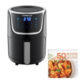 GoWISE USA Electric Mini Air Fryer with Digital Touchscreen + Recipe Book, 1.7-Qt up to 2 Qt Max, Black/Silver