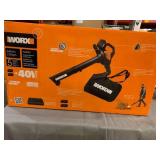 Worx POWER SHARE 40V 350CFM 120MPH Cordless Leaf Blower, Mulcher, Vac with Brushless Motor (4ah Battery/Charger Included)