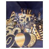 GOLD AND BLACK 50th BIRTHDAY SIGNS