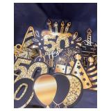 GOLD AND BLACK 50th BIRTHDAY SIGNS