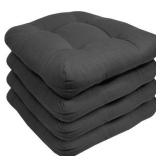 Indoor-Outdoor Reversible Patio Seat Cushion Pad 4-Pack 19 x 19 Charcoal