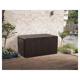 Keter Marvel Plus 71 Gallon Resin Outdoor Storage Box for Patio Furniture Cushion Storage, Brown