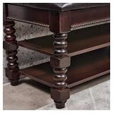 ZIRKOOON Storage Bench, Entryway Shoe Rack wih Leather Seat 2 Tier Lift Top Organizer Wooden Bench for Foyer Bedroom Living Room Accent Furniture (31.5x13.8x18.9