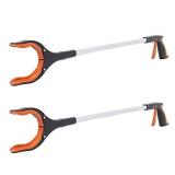 BirdRock Home Grabber Pick Up Tool - Light Weight Aluminum Design - Reaching Aid - Articulating Rubber Head - Rubber Grip (2 Pack)