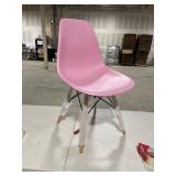 CozyBlock Slope Pink Molded Plastic Dining Side Chair with Beech Wood Eiffel Legs Retail:$97.99