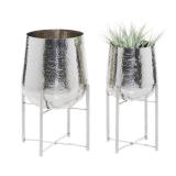 Venus William Collection Silver Stainless Steel Planter (Set of 2) - 10 x 10 x 17Round Retail:$139.99