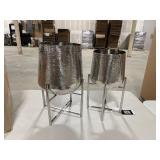 Venus William Collection Silver Stainless Steel Planter (Set of 2) - 10 x 10 x 17Round Retail:$139.99