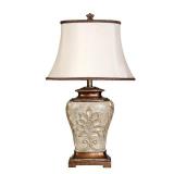 StyleCraft Magonia Antique White With Gold Accents Table Lamp - White Fabric Shade Retail:$82.19