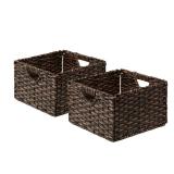 Seville Classics Foldable Handwoven Cube Storage Baskets, Set of 2
