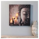 Luxen Home Zen Buddha and Candles Print with LED Lights