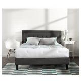 Zinus Dachelle Upholstered Button Tufted Premium Platform Bed / Strong Wood Slat Support / Dark Grey, Queen