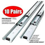 8 Pack Promark 3-Section 100 LB Capacity Full Extension Ball Bearing Side Mount Drawer Slides (22 Inches)