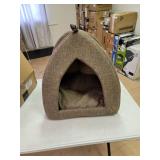 Best Pet Supplies Pet Tent-Soft Bed for Dog & Cat - Brown Linen, 19" x H: 19"