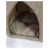 Best Pet Supplies Pet Tent-Soft Bed for Dog & Cat - Brown Linen, 19" x H: 19"
