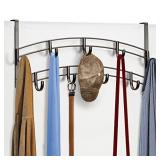 Lynk Over Door 9 Hook Rack Shirt, Belt, Hat, Coat, Towel Organizer, Bronze