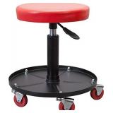 Torin ATRHL6201B Heavy Duty Rolling Pneumatic Creeper Garage/Shop Seat: Padded Adjustable Mechanic Stool with Tool Tray Storage, Red