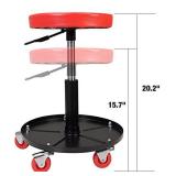 Torin ATRHL6201B Heavy Duty Rolling Pneumatic Creeper Garage/Shop Seat: Padded Adjustable Mechanic Stool with Tool Tray Storage, Red