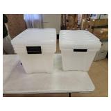 IRIS USA 53 Qt. Plastic Storage Bin Tote Organizing Container with Durable Lid and Secure Latching Buckles, Stackable and Nestable, 6 Pack, Pearl with Black Buckle