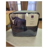 Lush Decor 16T001912 Ravello Shabby Chic Style Pintuck Navy 5 Piece Comforter Set with Pillow Shams, King