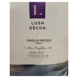 Lush Decor 16T001912 Ravello Shabby Chic Style Pintuck Navy 5 Piece Comforter Set with Pillow Shams, King