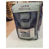 Lush Decor 16T001912 Ravello Shabby Chic Style Pintuck Navy 5 Piece Comforter Set with Pillow Shams, King