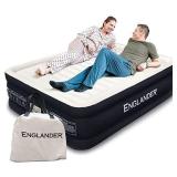 Englander Queen Size Air Mattress w/ Built in Pump - Luxury Double High Inflatable Bed for Home, Travel & Camping - Premium Blow Up Bed for Kids & Adults - Black