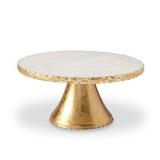 Mud Pie Marble Pedestal Cake Serving Stand, Gold