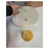 Mud Pie Marble Pedestal Cake Serving Stand, Gold