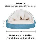 Furhaven Orthopedic Pet Bed for Dogs and Cats - Sherpa and Suede Snuggery Blanket Burrow Nest Dog Bed with Removable Washable Cover, Blue, 26-Inch