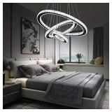 Arxeel Modern Crystal Chandelier, Contemporary Led Ceiling Lights Fixtures Pendant Lighting for Living Room Bedroom Restaurant Porch Dining Room (3 Rings,Dia 23.6"+15.7"+7.9")