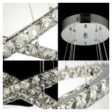 Arxeel Modern Crystal Chandelier, Contemporary Led Ceiling Lights Fixtures Pendant Lighting for Living Room Bedroom Restaurant Porch Dining Room (3 Rings,Dia 23.6"+15.7"+7.9")