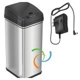iTouchless 13 Gallon Sensor Trash Can Battery-Free Automatic Bin with Odor Filter, for Kitchen and Office, Black and Stainless Steel, Ac Adapter