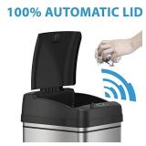 iTouchless 13 Gallon Sensor Trash Can Battery-Free Automatic Bin with Odor Filter, for Kitchen and Office, Black and Stainless Steel, Ac Adapter