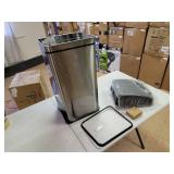 iTouchless 13 Gallon Sensor Trash Can Battery-Free Automatic Bin with Odor Filter, for Kitchen and Office, Black and Stainless Steel, Ac Adapter