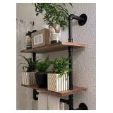 Industrial Pipe Shelving,Iron Pipe Shelves Industrial Bathroom Shelves with Towel bar,24 in Rustic Metal Pipe Floating Shelves Pipe Wall Shelf,2 Tier Industrial Shelf Wall Mounted with Hook ROGMARS