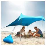 Family Beach Tent with 4 Aluminum Poles, Crtkoiwa Pop Up Beach Sunshade with Carrying Bag, UV Protection and Wind Protection, sunprotection Shelters for Camping Dining for 3-4 People