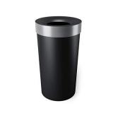 Umbra Vento Open Top 16.5-Gallon Kitchen Trash Large, Garbage Can for Indoor, Outdoor or Commercial Use, Black/Nickel