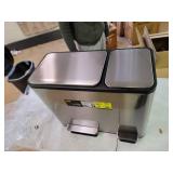 EKO Dual Compartment Stainless Steel Recycle Step Trash Can, 30L + 15L