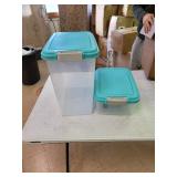 IRIS USA 3-Piece Airtight Pet Food Storage Container Combo with Scoop and Treat Box for Pet, Dog, Cat, and Bird Food, Sea Foam Blue