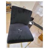 Meridian Furniture Heidi Collection Modern | Contemporary Velvet Upholstered Counter Stool with Polished Gold Metal Legs, 16" W x 19.5" D x 36.5" H, Black