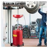 VEVOR Waste Oil Drain Tank 20 Gallon Portable Oil Drain Air Operated Drainer Oil Change, Oil Drain Container, Fluid Fuel Transfer Drainage Adjustable Funnel Height, with Wheel for Easy Oil Removal