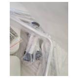 Flash Furniture HERCULES Series 300 Lb. Capacity Adjustable White Bath & Shower Transfer Bench with Back and Side Arm