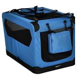 Amazon Basics Folding Portable Soft Pet Dog Crate Carrier Kennel - 30 x 21 x 21 Inches, Blue