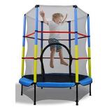 Kanchimi 55 Inch Mini Trampoline for Kids,with Enclosure Net & Safety Pad,Toddler Trampoline with Built-in Zipper for Indoor/Outdoor